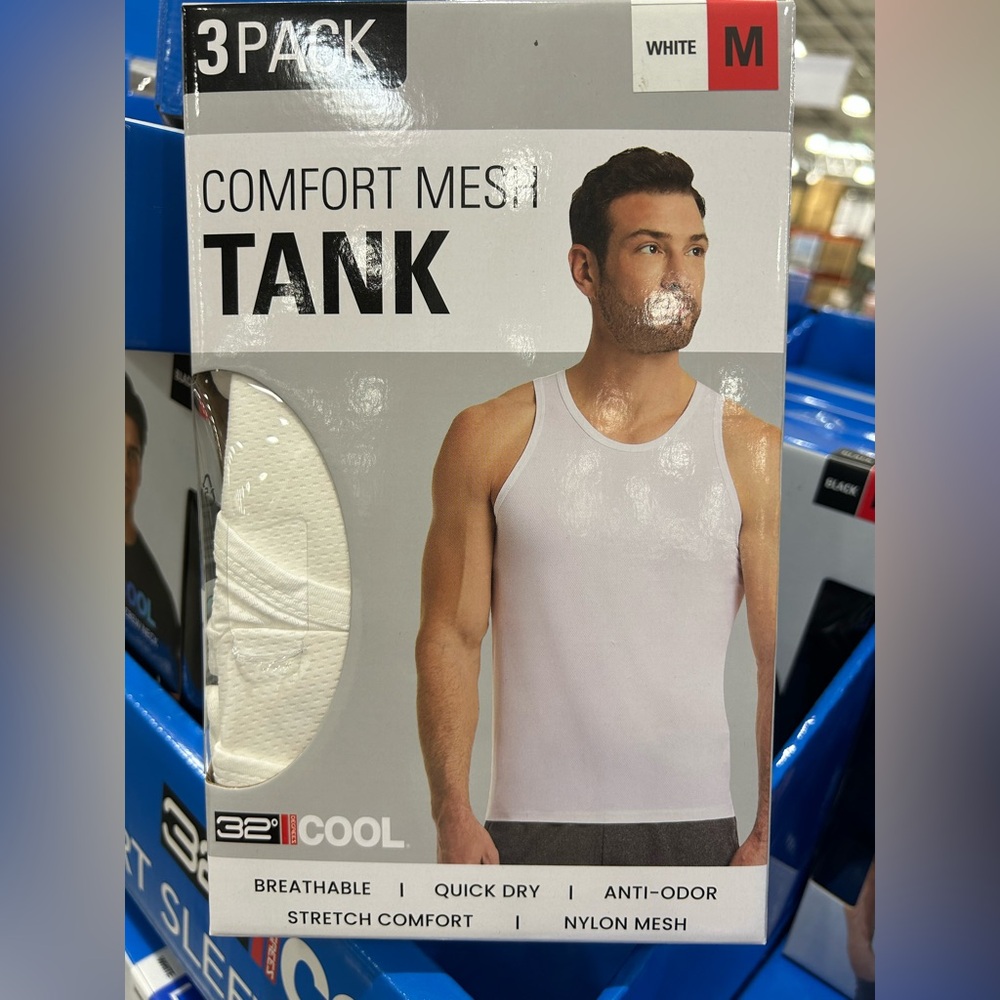 32 Degrees Cool Mesh Tank 3-Pack Mens White Anti-Odor Comfort new S/M/L